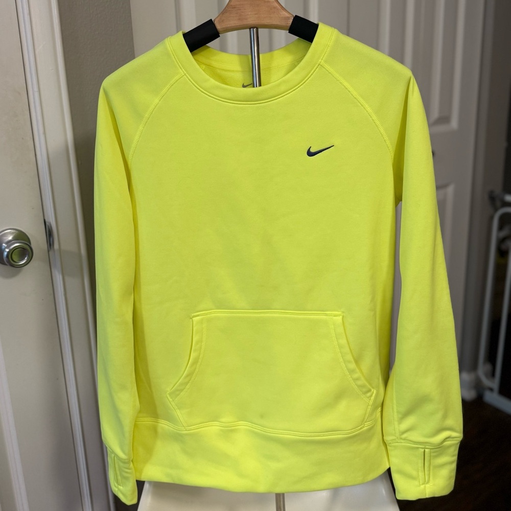 Nike Neon Yellow Crewneck Pullover with Swoosh